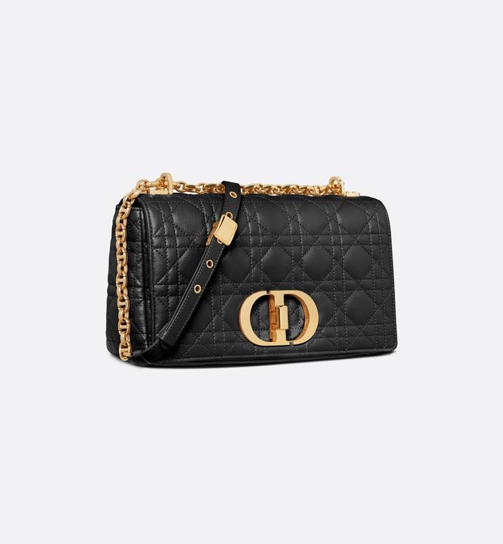 Medium Dior Caro Bag • Black Supple Cannage Calfskin