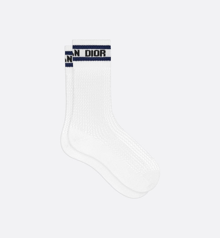 Dior Sporty Socks • White and Navy Blue Cotton