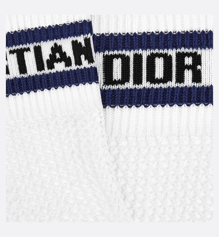 Dior Sporty Socks • White and Navy Blue Cotton