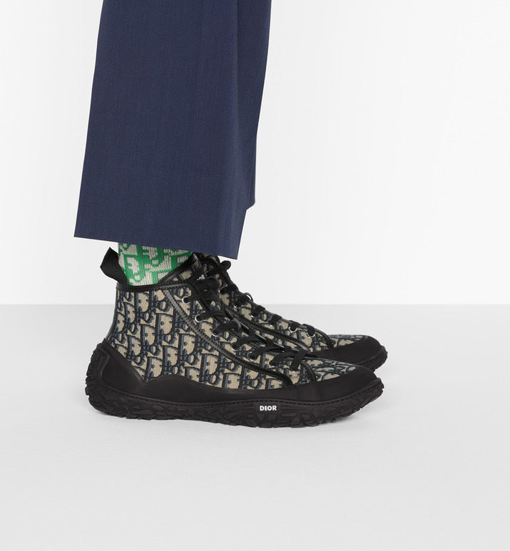 Diorizon Ankle Boot • Beige and Black Dior Oblique Jacquard and Black Rubber