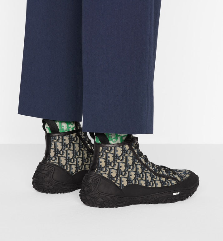 Diorizon Ankle Boot • Beige and Black Dior Oblique Jacquard and Black Rubber