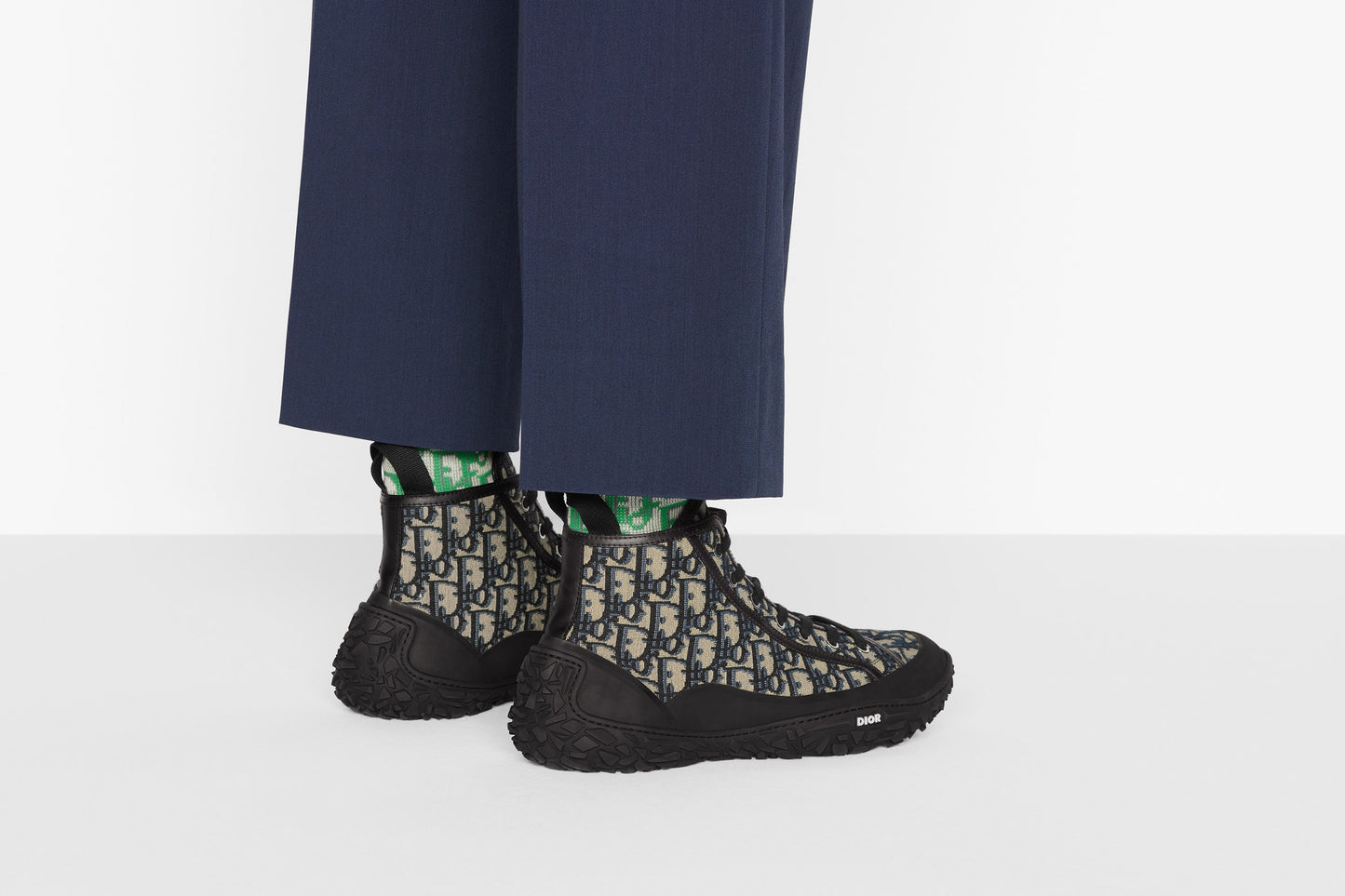 Diorizon Ankle Boot • Beige and Black Dior Oblique Jacquard and Black Rubber