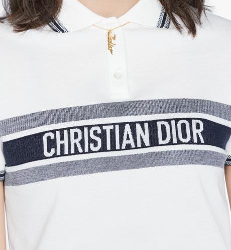 Polo Shirt • White and Navy Blue Cotton Jersey