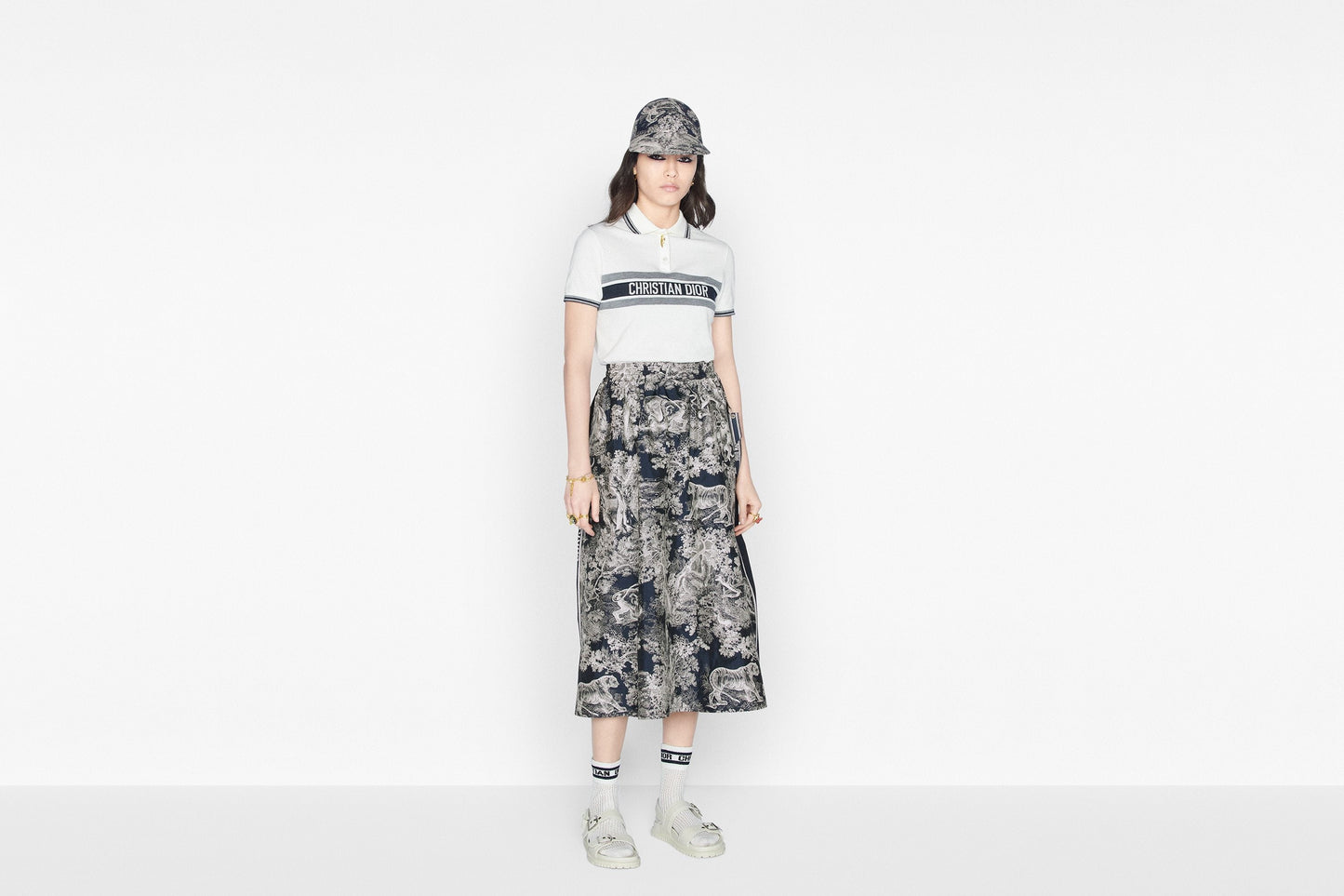 Polo Shirt • White and Navy Blue Cotton Jersey