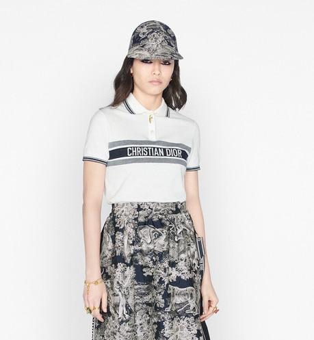 Polo Shirt • White and Navy Blue Cotton Jersey