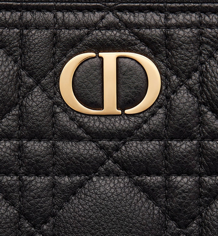 Large Dior Caro Daily Pouch • Black Supple Cannage Calfskin