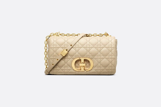 Medium Dior Caro Bag • Beige Supple Cannage Calfskin