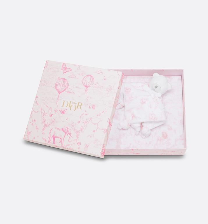 Toile de Jouy Newborn Gift Set • Pale Pink and White Muslin, Interlock and Cotton Velvet