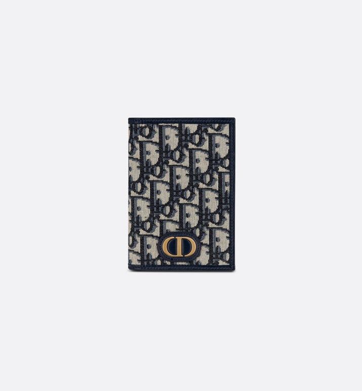 30 Montaigne Passport Holder • Blue Dior Oblique Jacquard