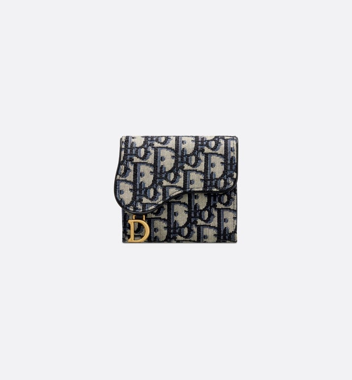 Saddle Lotus Wallet • Blue Dior Oblique Jacquard