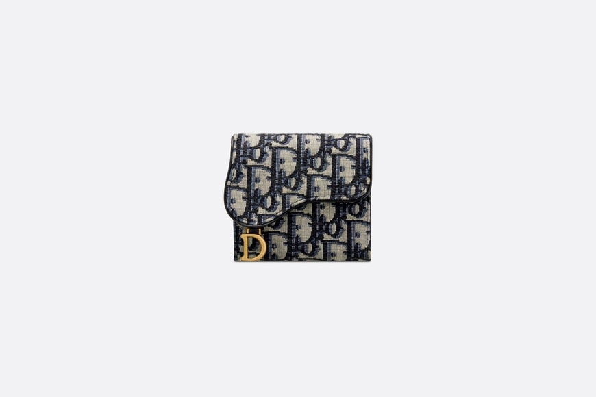 Saddle Lotus Wallet • Blue Dior Oblique Jacquard