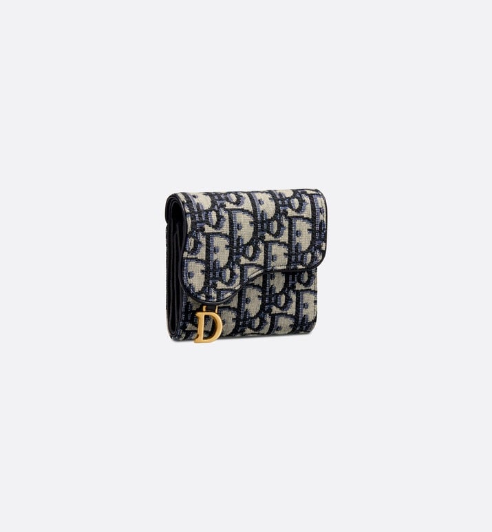Saddle Lotus Wallet • Blue Dior Oblique Jacquard