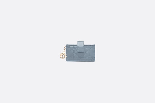 Lady Dior 5-Gusset Card Holder • Sky Blue Patent Cannage Calfskin