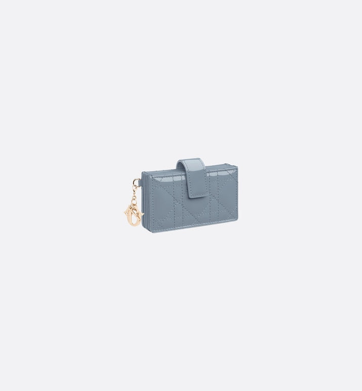 Lady Dior 5-Gusset Card Holder • Sky Blue Patent Cannage Calfskin