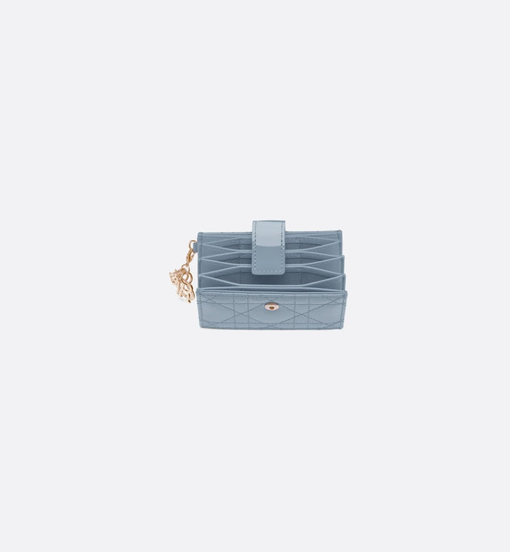 Lady Dior 5-Gusset Card Holder • Sky Blue Patent Cannage Calfskin