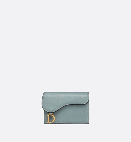Saddle Flap Card Holder • Cloud Blue Goatskin
