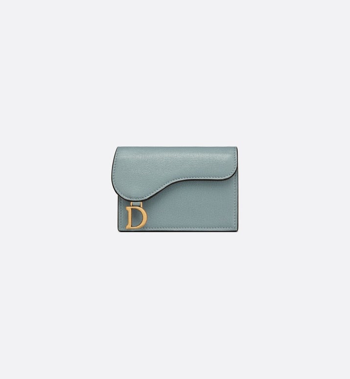 Saddle Flap Card Holder • Cloud Blue Goatskin