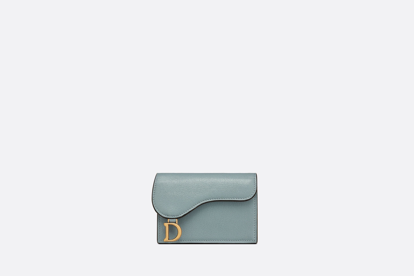 Saddle Flap Card Holder • Cloud Blue Goatskin