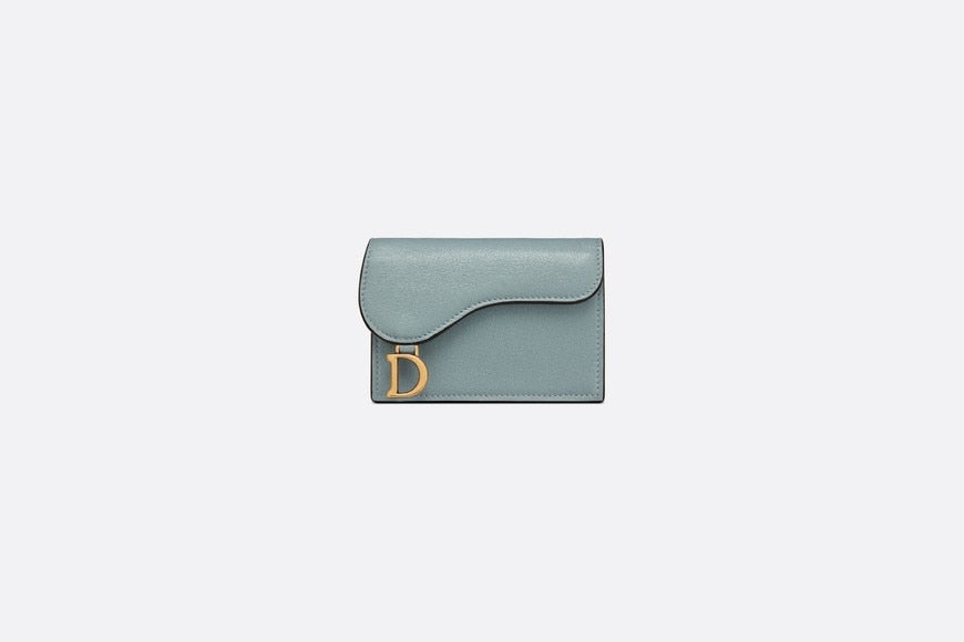 Saddle Flap Card Holder • Cloud Blue Goatskin