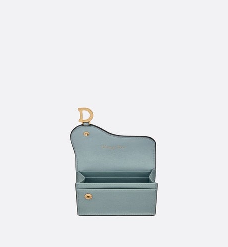 Saddle Flap Card Holder • Cloud Blue Goatskin