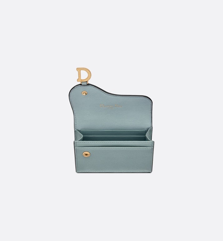 Saddle Flap Card Holder • Cloud Blue Goatskin