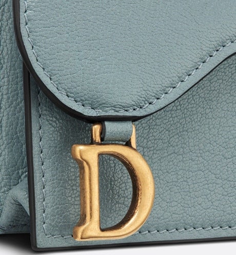 Saddle Flap Card Holder • Cloud Blue Goatskin