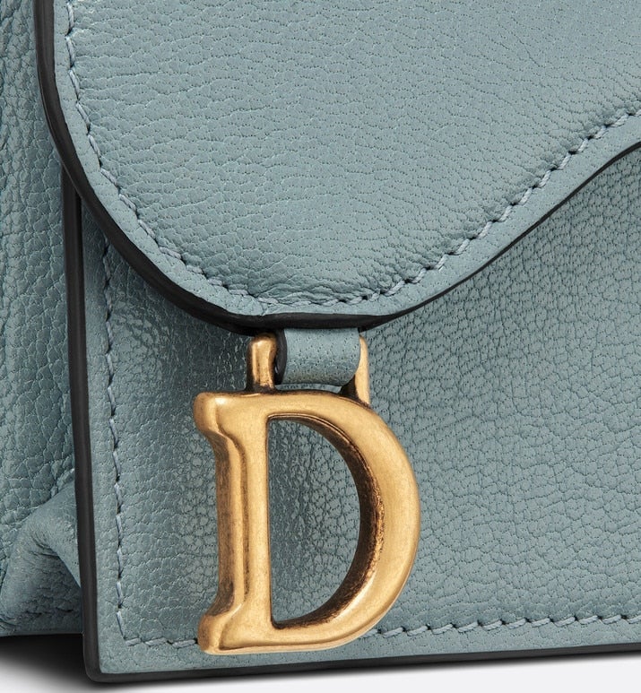 Saddle Flap Card Holder • Cloud Blue Goatskin