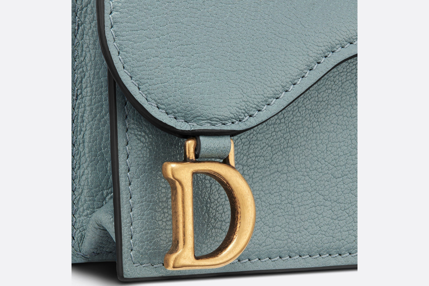 Saddle Flap Card Holder • Cloud Blue Goatskin