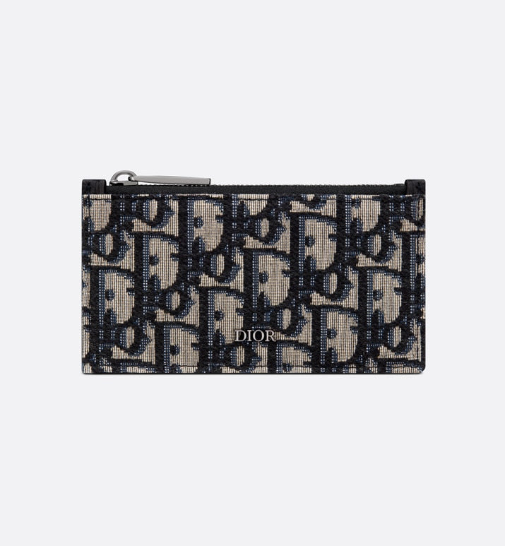 Zipped Card Holder • Beige and Black Dior Oblique Jacquard