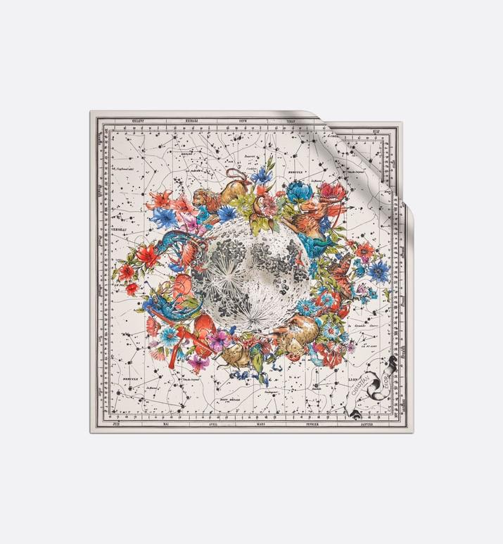 Dior Zodiac Square Scarf • White Silk Twill
