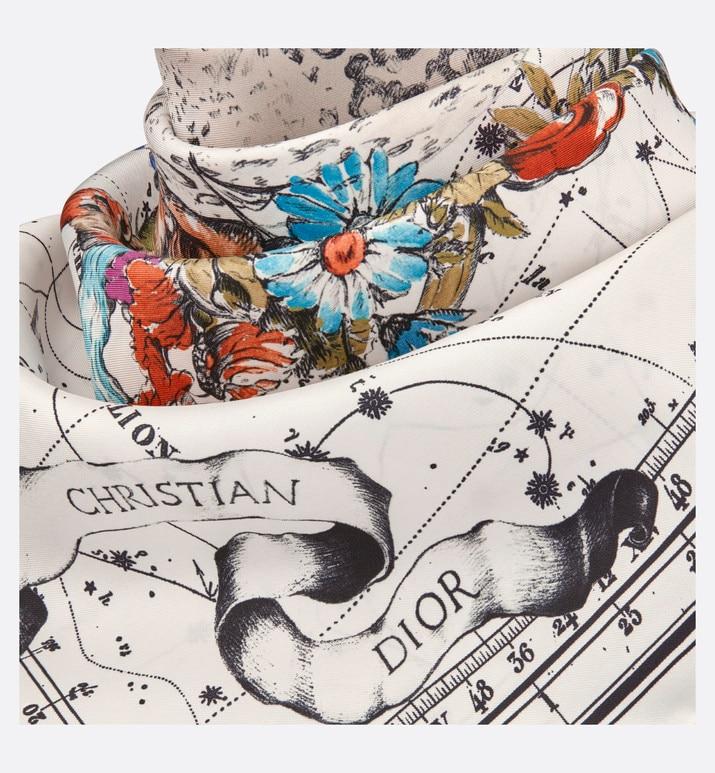 Dior Zodiac Square Scarf • White Silk Twill