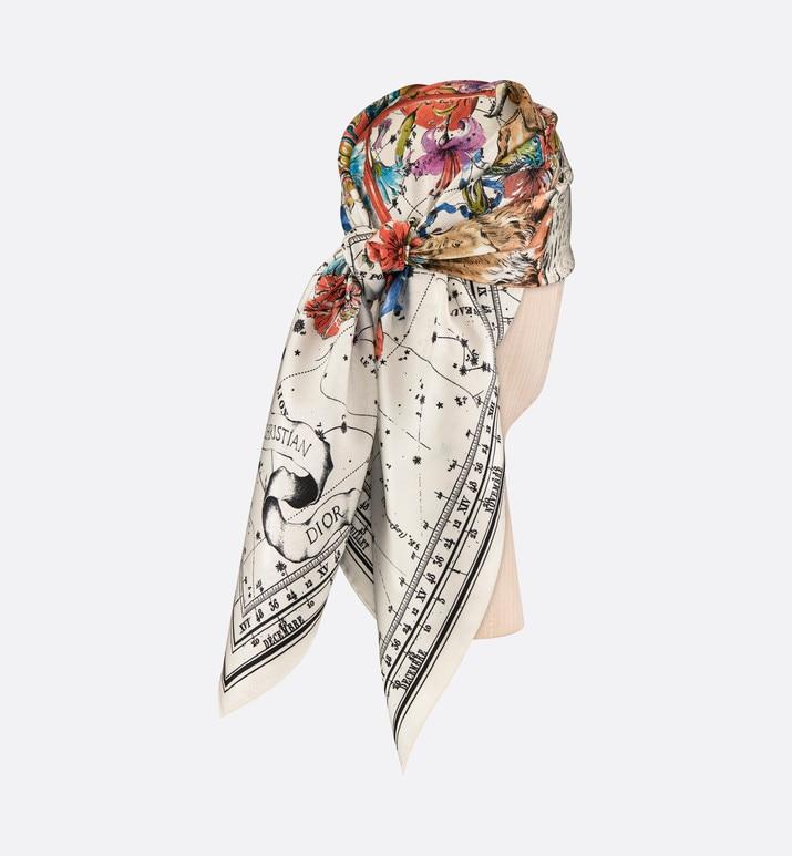 Dior Zodiac Square Scarf • White Silk Twill