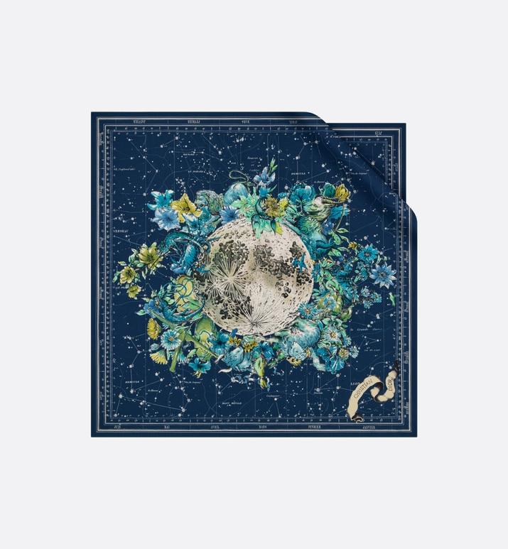 Dior Zodiac Square Scarf • Navy Blue Silk Twill