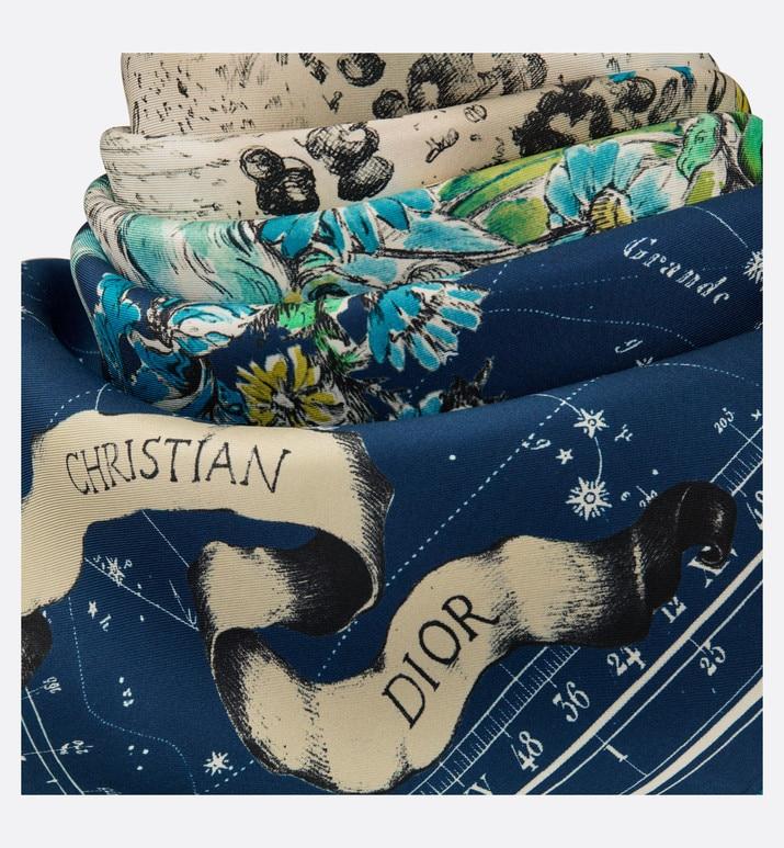 Dior Zodiac Square Scarf • Navy Blue Silk Twill