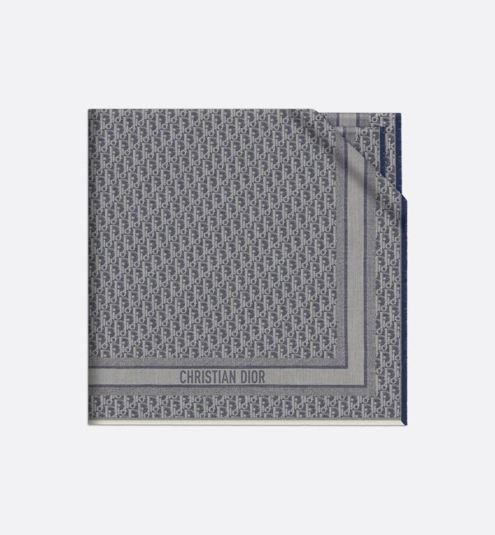 Dior Oblique Denim Shawl • Denim Blue Wool, Silk and Cashmere