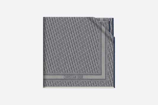 Dior Oblique Denim Shawl • Denim Blue Wool, Silk and Cashmere