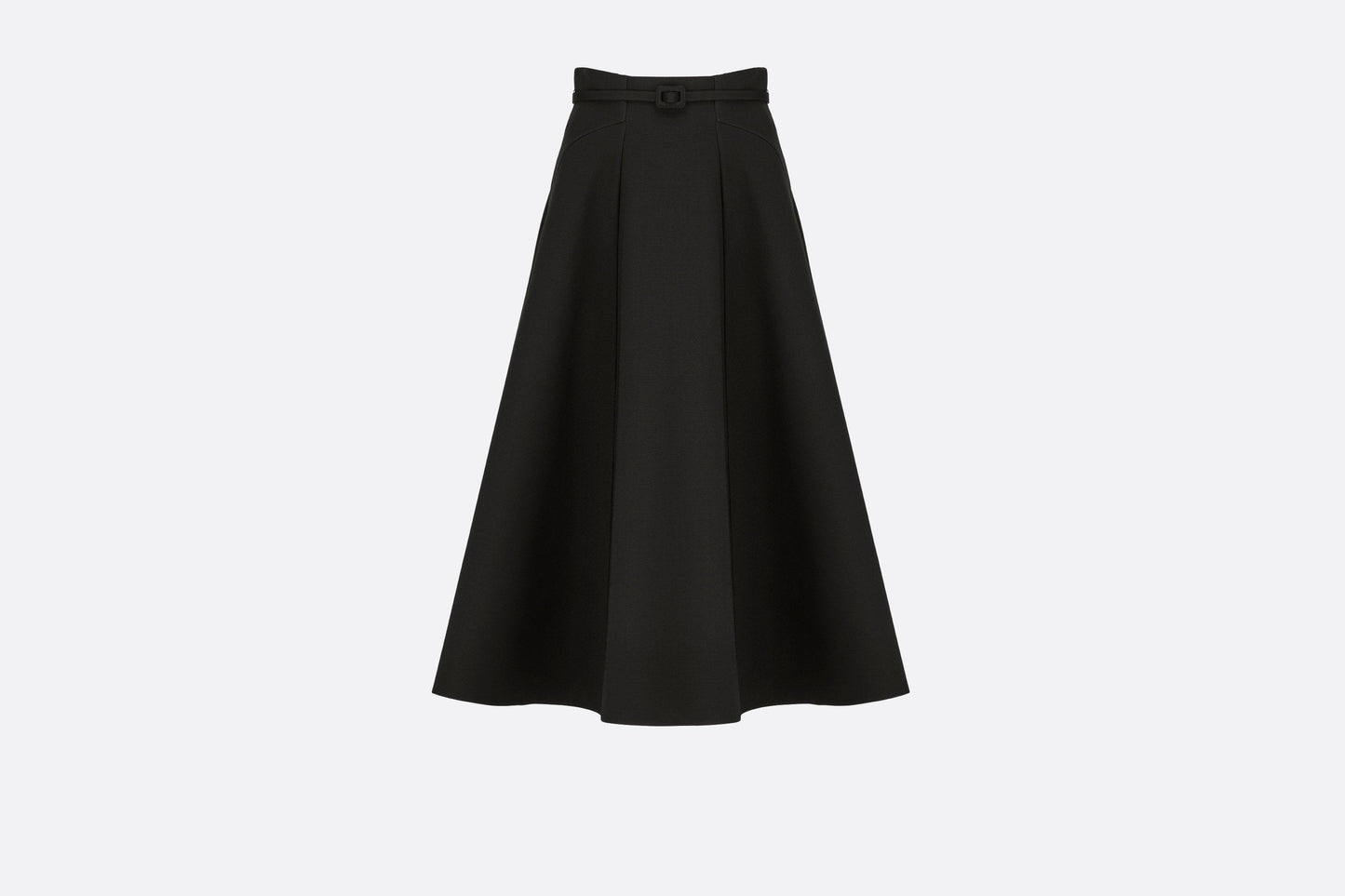 Mid-Length Skirt • Black Wool and Silk