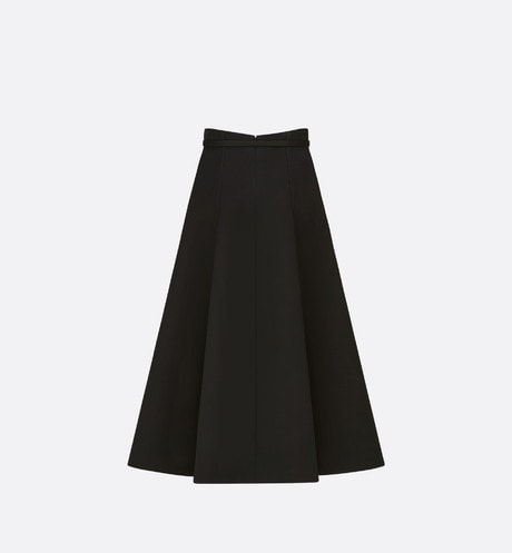 Mid-Length Skirt • Black Wool and Silk