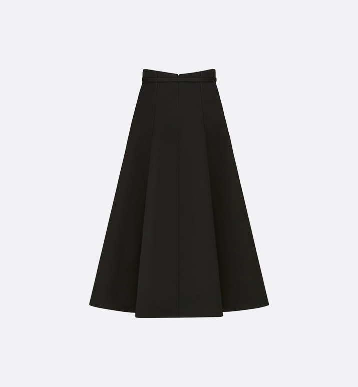 Mid-Length Skirt • Black Wool and Silk