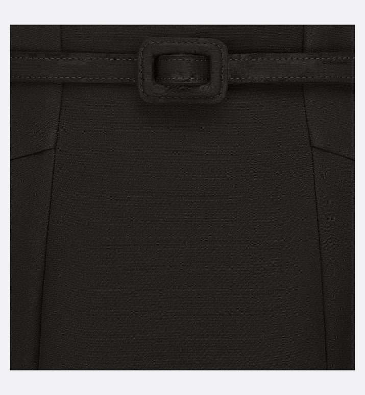 Mid-Length Skirt • Black Wool and Silk