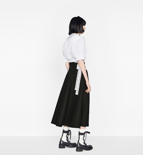 Mid-Length Skirt • Black Wool and Silk