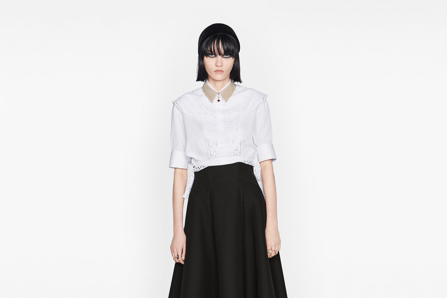 Mid-Length Skirt • Black Wool and Silk