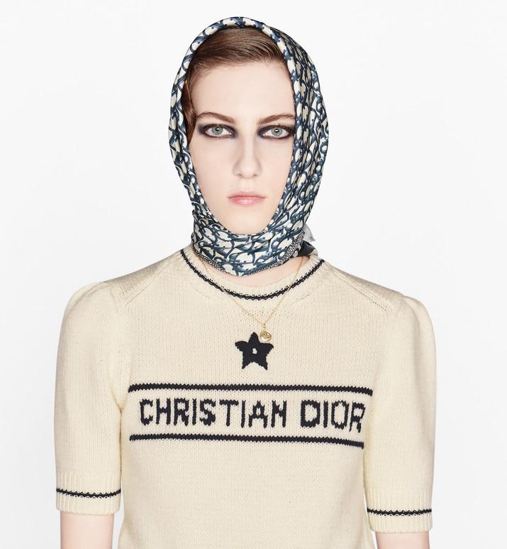 'CHRISTIAN DIOR' Short-Sleeved Sweater • Ecru Cashmere and Wool Knit