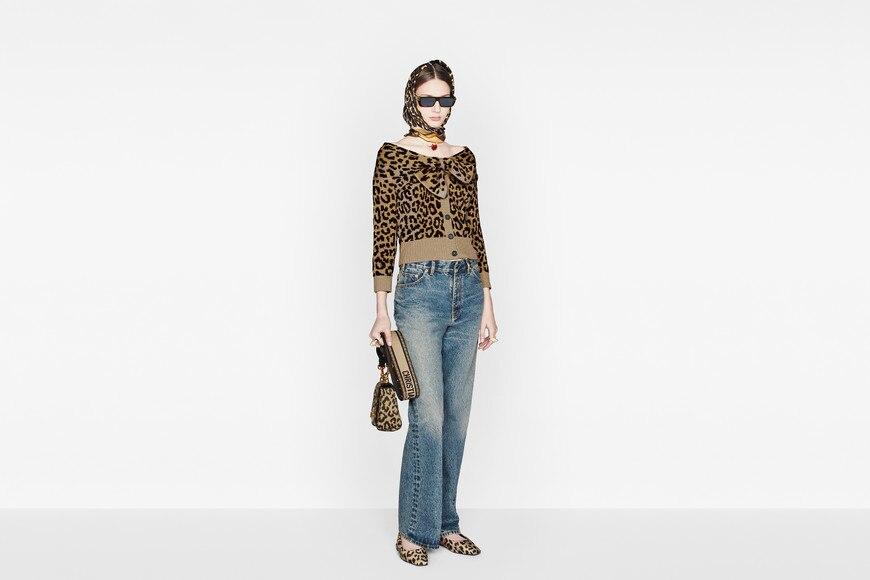 Diortwin Mizza Square Scarf • Beige Multicolor Silk Twill