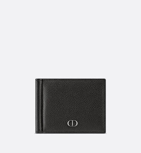 Wallet with Bill Clip • Black Grained Calfskin with 'CD Icon' Signature