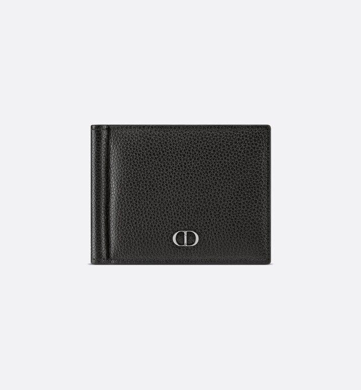 Wallet with Bill Clip • Black Grained Calfskin with 'CD Icon' Signature