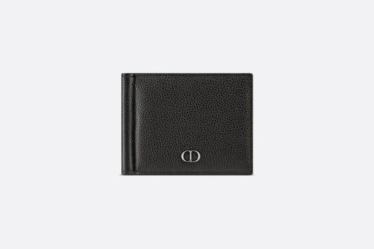 Wallet with Bill Clip • Black Grained Calfskin with 'CD Icon' Signature