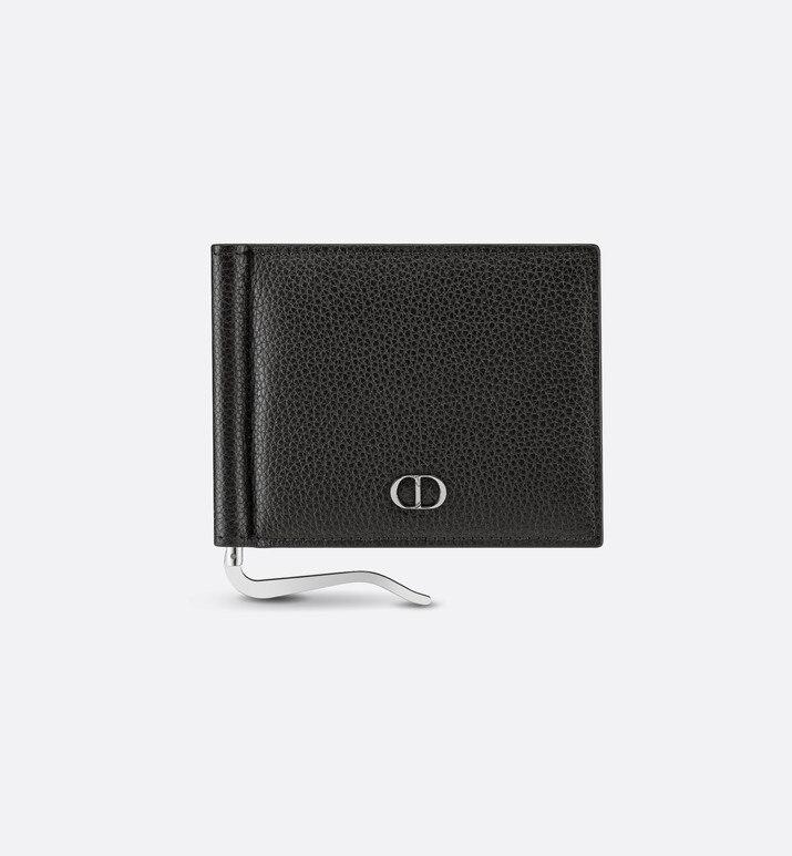 Wallet with Bill Clip • Black Grained Calfskin with 'CD Icon' Signature