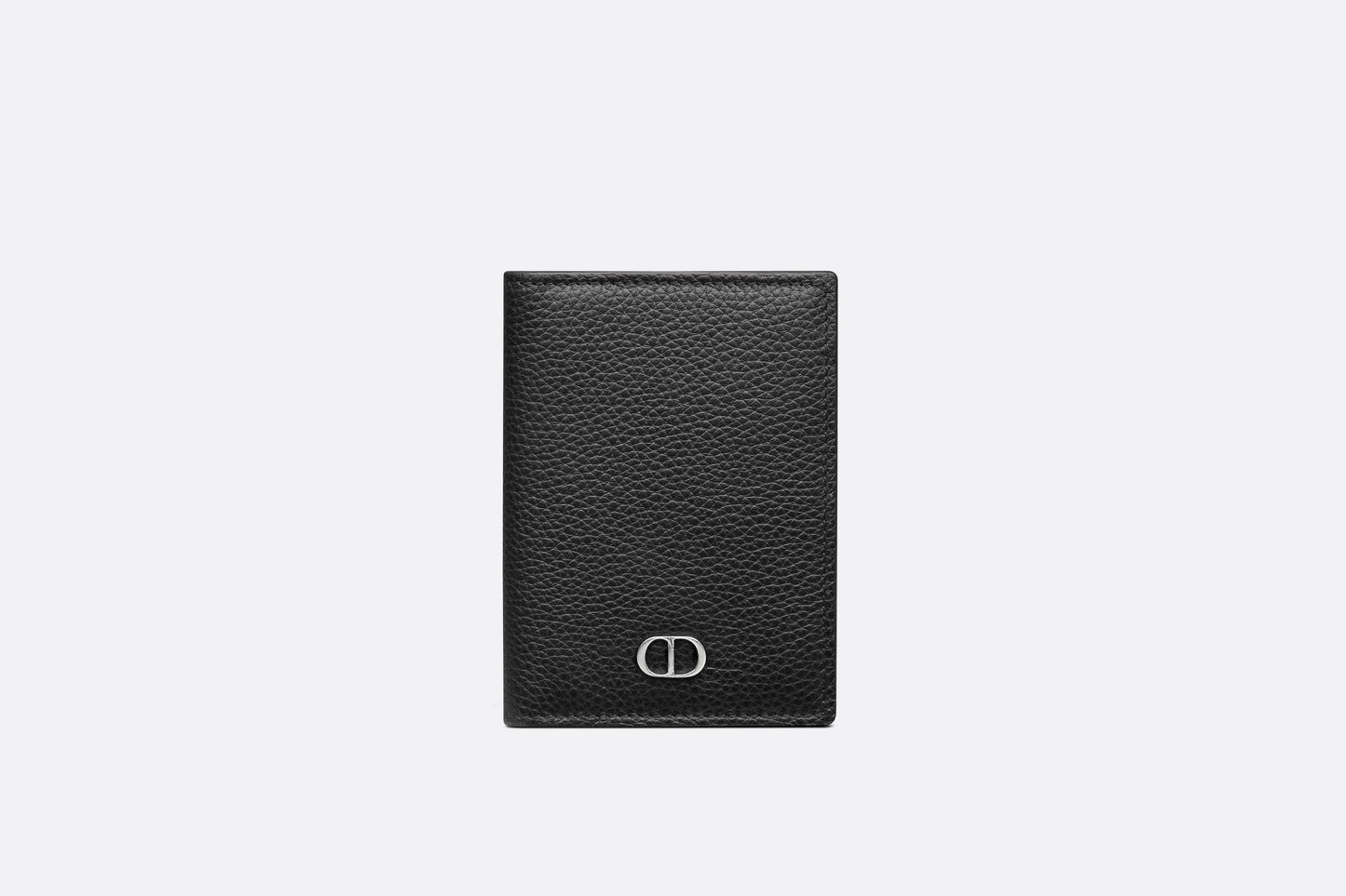 Bi-Fold Card Holder • Black Grained Calfskin with 'CD Icon' Signature