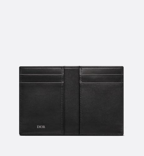 Bi-Fold Card Holder • Black Grained Calfskin with 'CD Icon' Signature